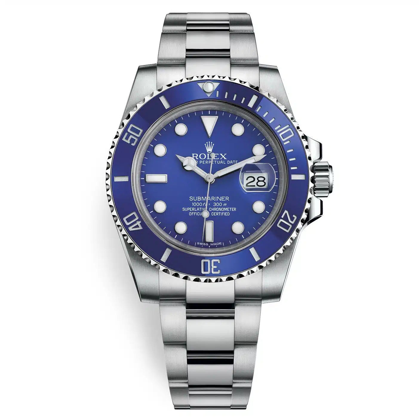 Rolex Submariner Date Or blanc & Bleue