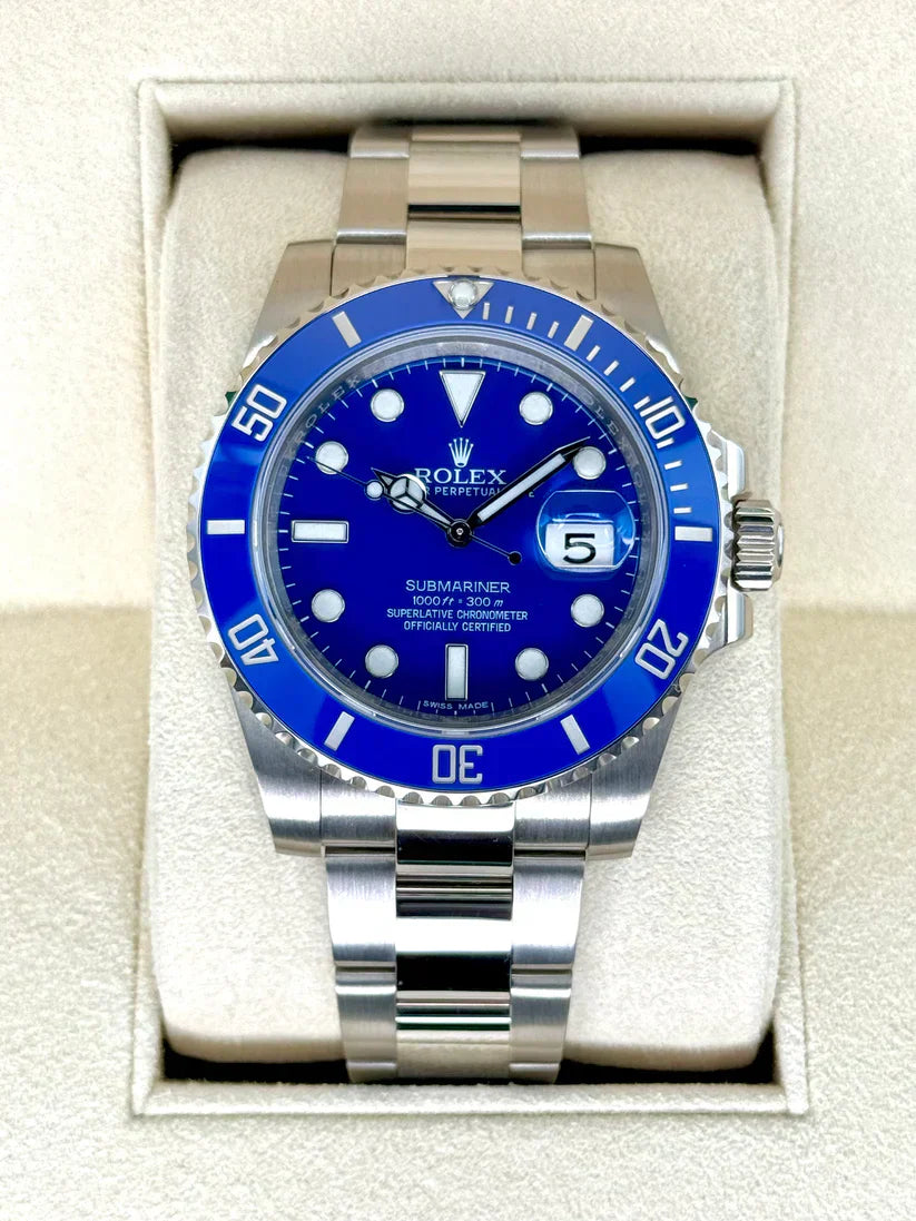Rolex Submariner Date Or blanc & Bleue