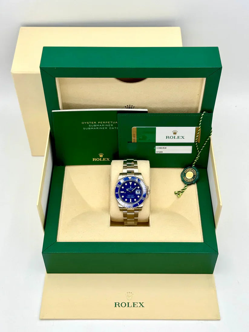 Rolex Submariner Date Or blanc & Bleue